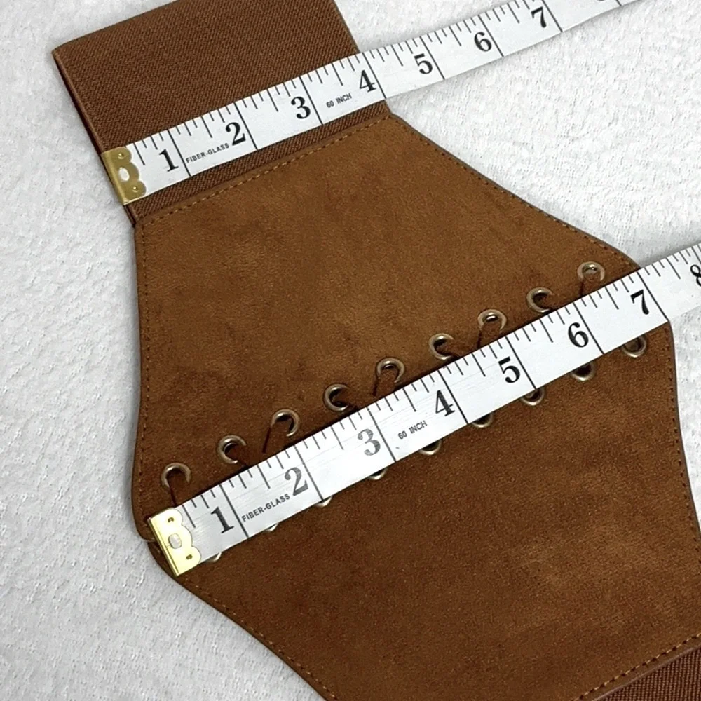Brown Lace-Up Waist Belt Faux Suede